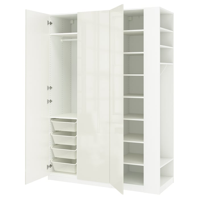 PAX / FARDAL Комбінація шафи, білий білий високий глянець/білий, 170x60x236 см