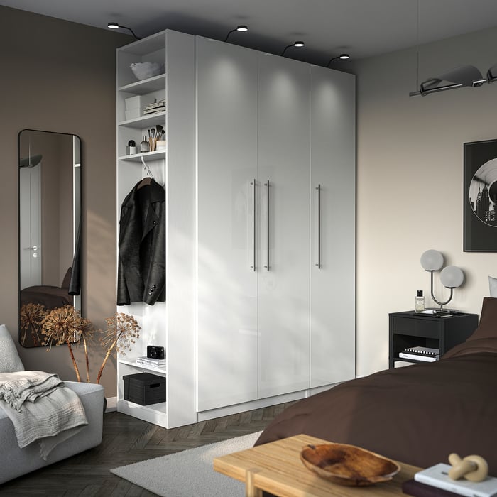 PAX / FARDAL Комбінація шафи, білий білий високий глянець/білий, 170x60x236 см, фото 3
