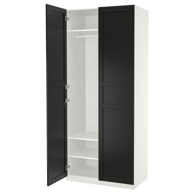 Szafa Ikea PAX, czarno-biała, otwarte drzwi, 10 lat gwarancji
