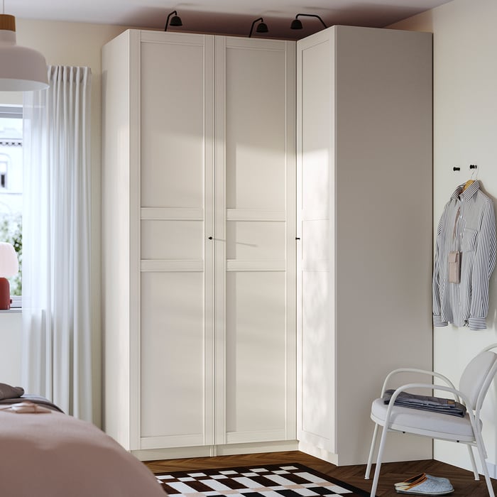 PAX / FLISBERGET Кутова шафа, сіро-бежевий/світло-бежевий 161, 111x236 см, фото 2