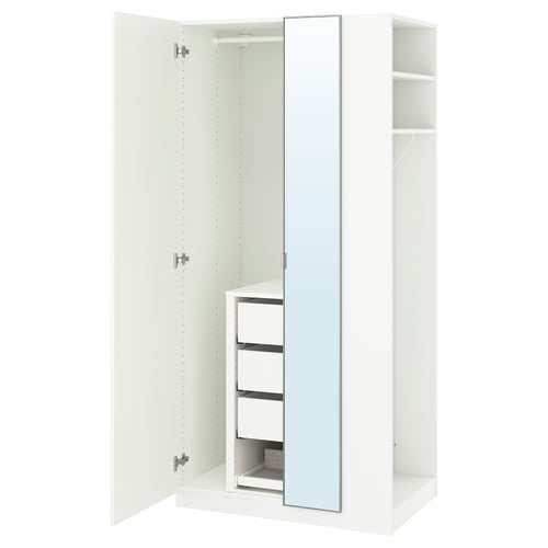 PAX / FORSAND/ÅHEIM Комбінація шафи - білий дзеркало/білий 95x60x201 см