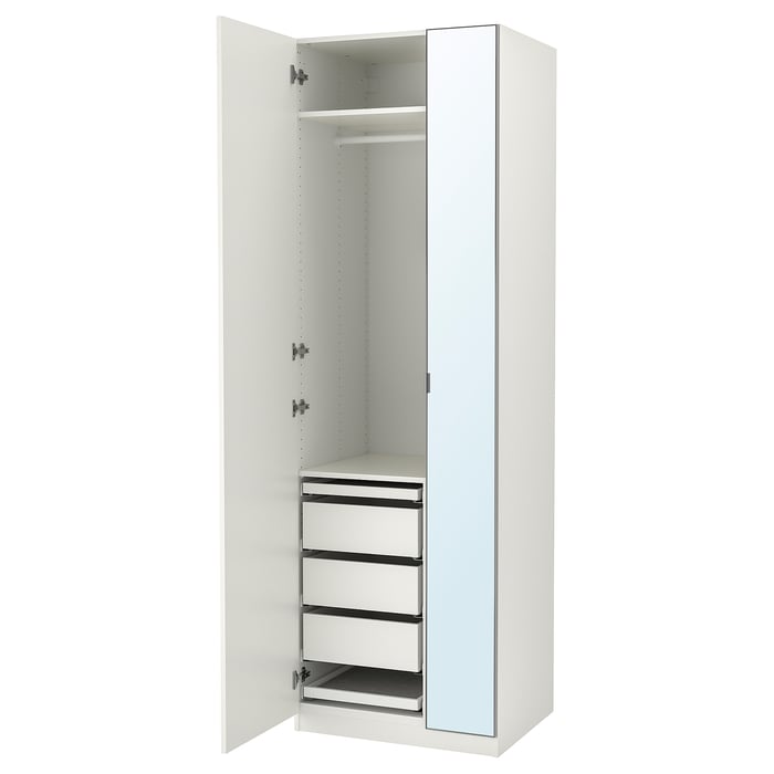 PAX / FORSAND/ÅHEIM Комбінація шафи, білий/дзеркало, 75x60x236 см