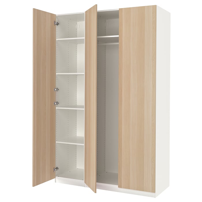 PAX / FORSAND Комбінація шаф, білий/імітація біленого дуба, 150x60x236 см