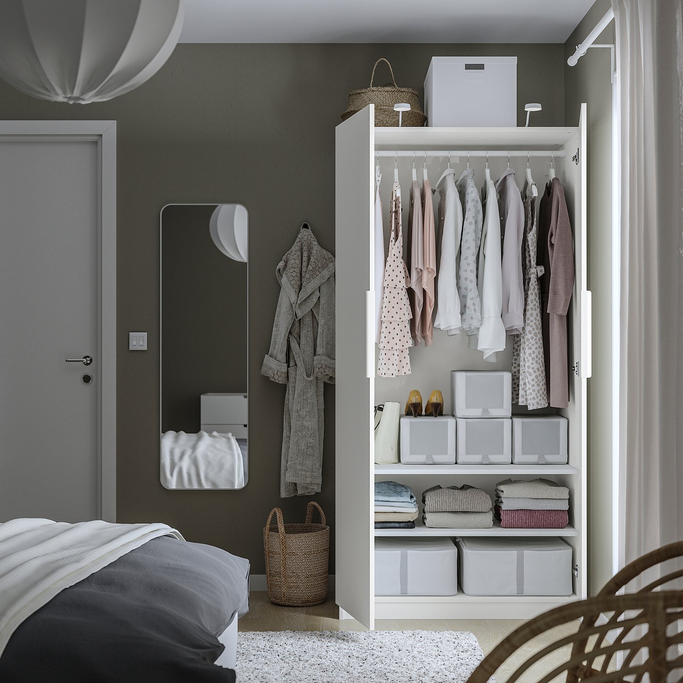 Шафа IKEA PAX / FORSAND, білий / білий, 100 × 60 × 201 см — фото 2