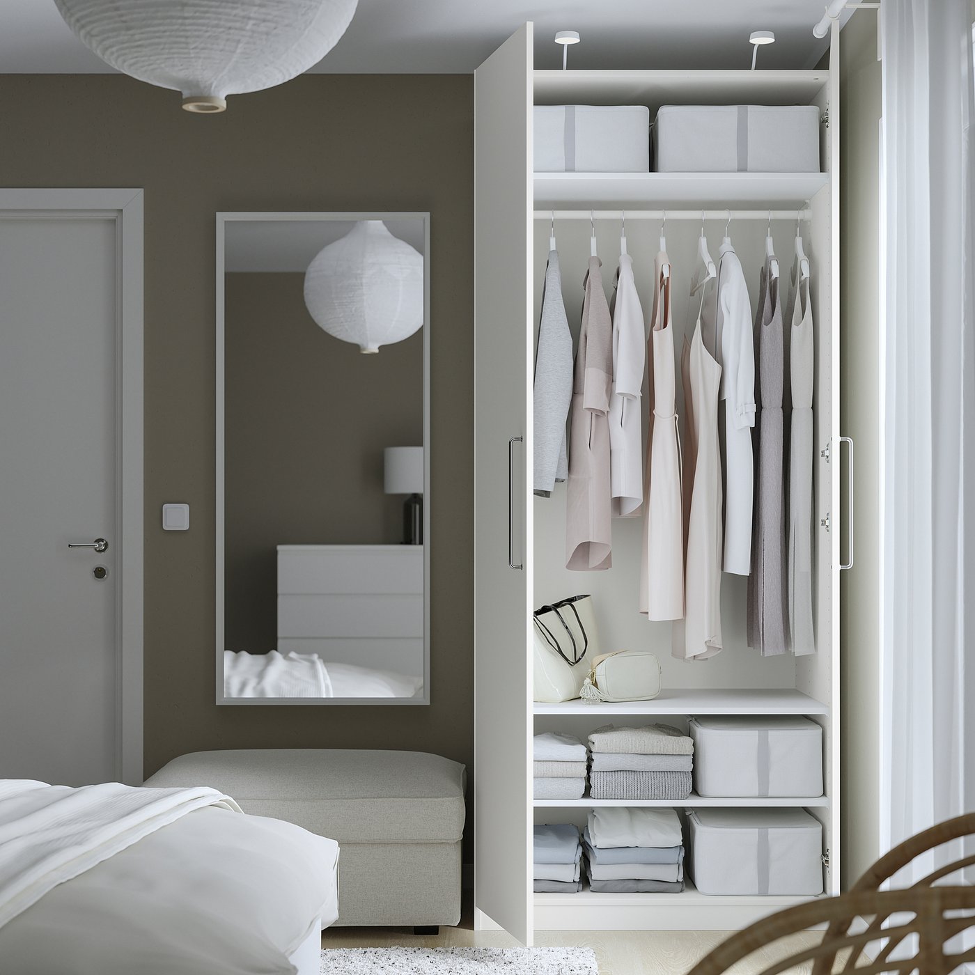 Шафа IKEA PAX / FORSAND, білий / білий, 100 × 60 × 236 см — фото 2