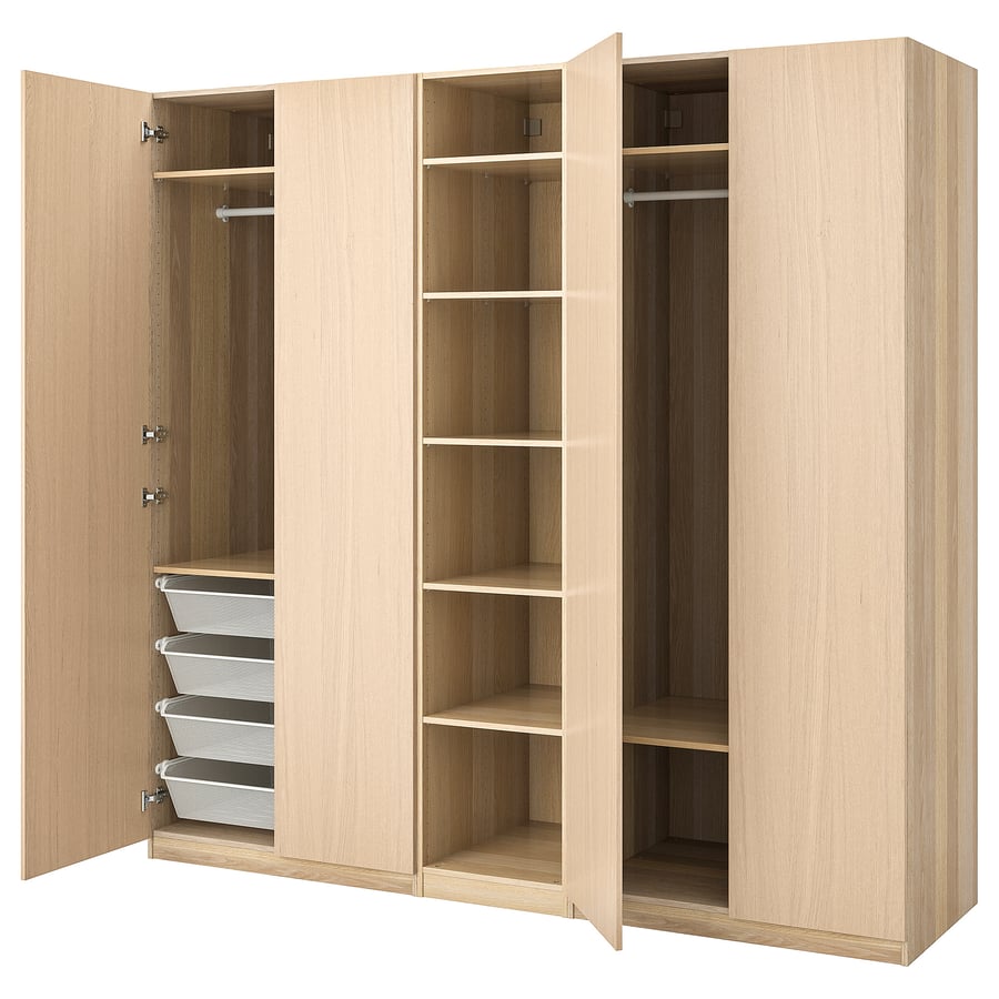PAX riidekapp, valgeks peitsitud tamme efekt/Forsand valgeks peitsitud tamme efekt, 250x60x236 cm