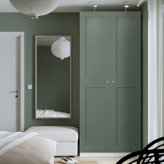 PAX / GRIMO Комбінація шафи, білий/сіро-зелений, 100x60x236 см, фото 2