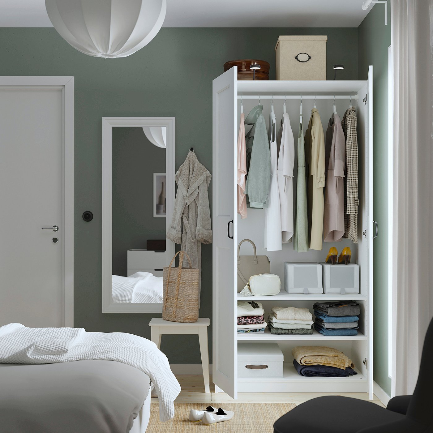 Шафа IKEA PAX / GRIMO, білий / білий, 100 × 60 × 201 см — фото 3