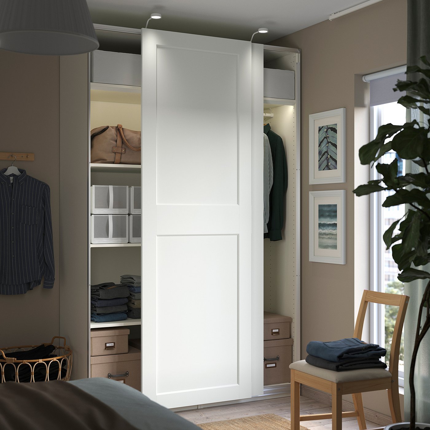 Шафа IKEA PAX / GRIMO, білий / білий, 150 × 66 × 236 см — фото 3