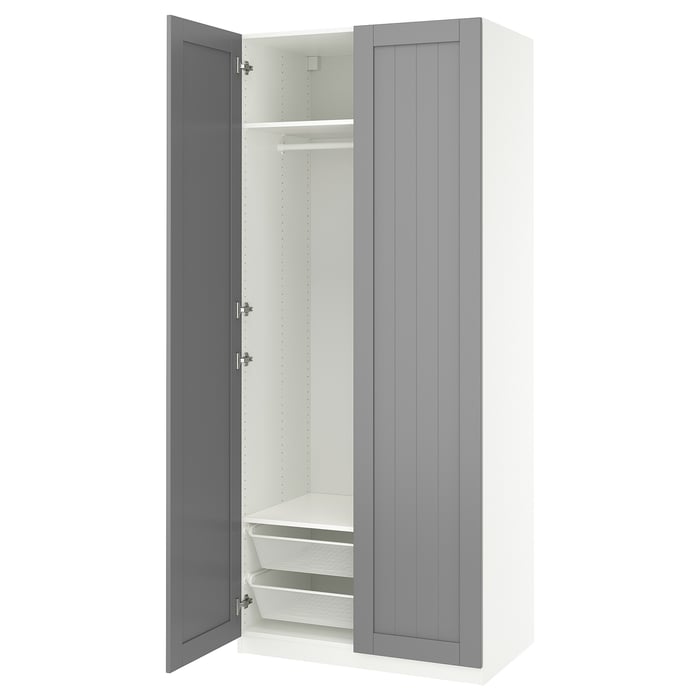 PAX / GULLABERG Комбінація шафи, білий/сірий, 100x60x236 см