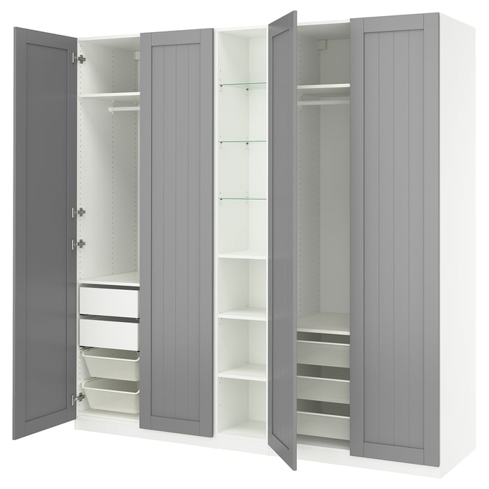 PAX / GULLABERG Комбінація шафи, сірий сірий/білий, 235x60x236 см, фото 4