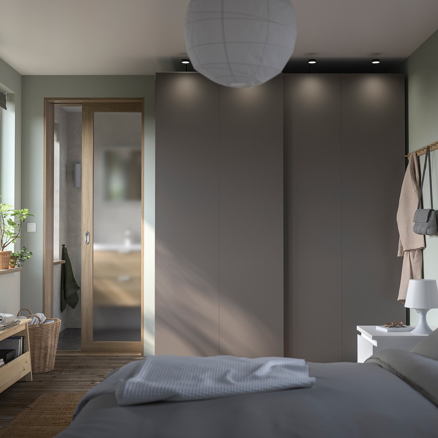 Шафа IKEA PAX / HASVIK, темно-сірий / темно-сірий, 200 × 66 × 236 см — фото 2