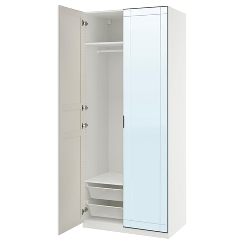 PAX / KAMMARTORP/FLISBERGET Комбінація шафи - білий дзеркало/сірий білий 100x60x236 см