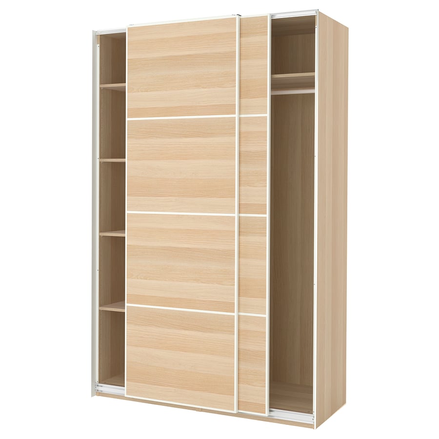 PAX/MEHAMN  skapis, 150x66x236 cm, balti beicēta ozolkoka imitācija/divpusējs balti beicēta ozolkoka imitācija 