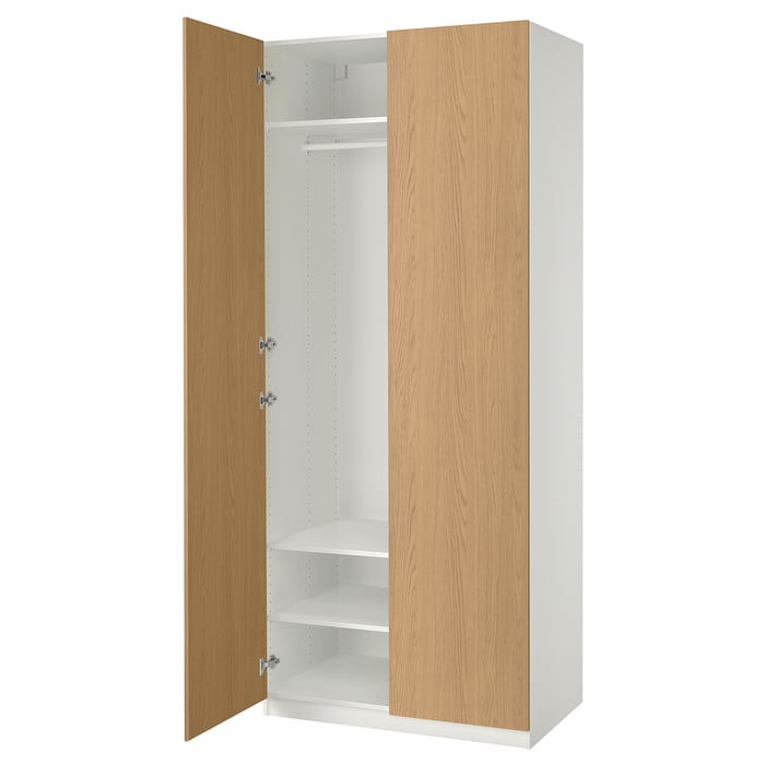 PAX / STORKLINTA Комбінація шаф, білий/імітація дуба, 100x60x236 см