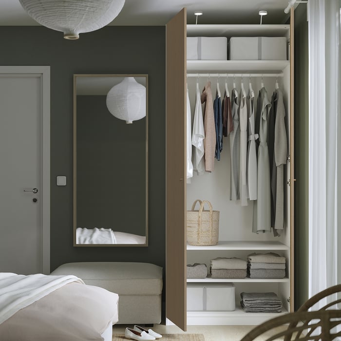 PAX / STORKLINTA Комбінація шаф, білий/імітація дуба, 100x60x236 см, фото 3