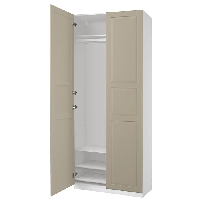 PAX / TYSSEDAL Комбінація шафи, білий/сіро-бежевий, 100x38x236 см