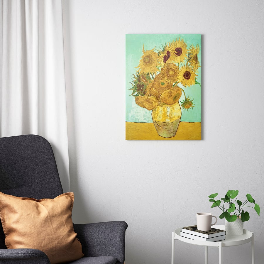 PJÄTTERYD Attēls - Vāze ar 12 saulespuķēm 70x100 cm 