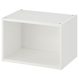 Biała kostka do przechowywania PLATSA, otwarta, kwadratowa, płasko pakowana, minimalistyczny design.