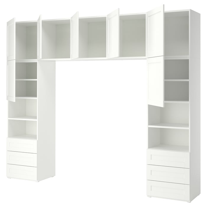 PLATSA Шафа 7 двері+6 шухляд, білий/Sannidal білий, 300x42x241 см