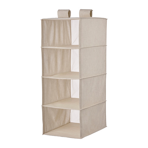 PURRPINGLA - zawieszana półka z 4 przegródkami, 36x45x92 cm, tkanina/beżowy