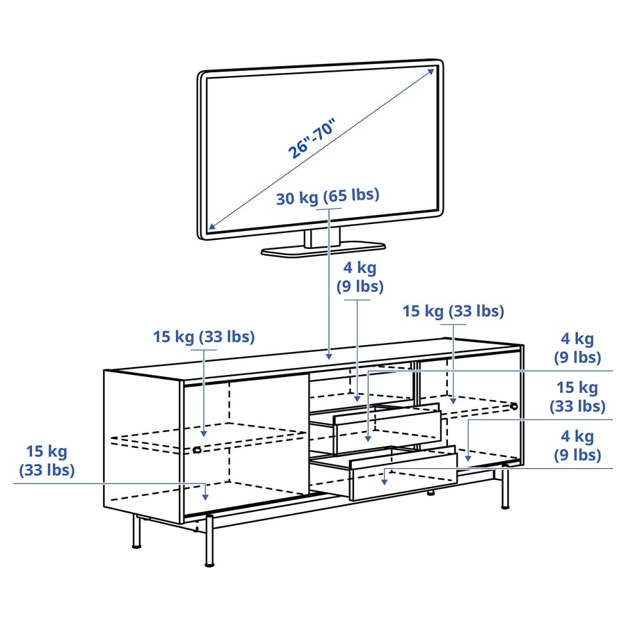 RÅDMANSÖ TV galdiņš, brūnā krāsā riekstkoka imitācija, 176x48x66 cm