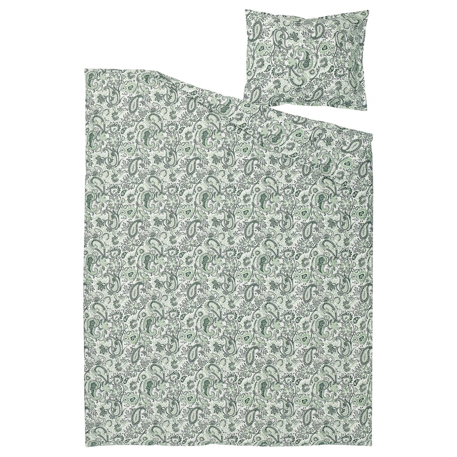 RODGERSIA tekikott ja padjapüür, roheline/valge, 150x200/50x60 cm RODGERSIA tekikott ja padjapüür, roheline/valge, 150x200/50x60 cm