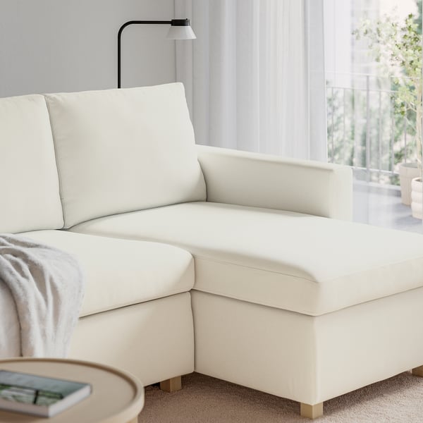 SALTSJÖBADEN 3-os sofa rozkładana z szezlongiem, Blekinge biały