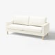 Nowoczesna, biała skórzana sofa z drewnianymi nogami. Czysty, minimalistyczny design. Wygodne i minimalistyczne.