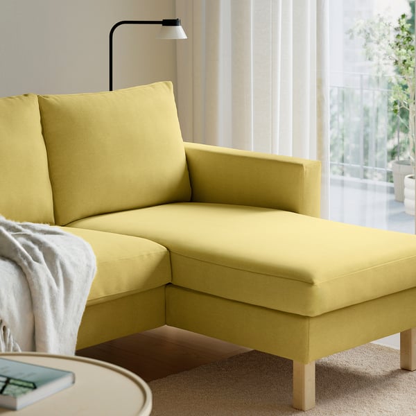 SALTSJÖBADEN Sofa 3-osobowa z szezlongiem, Fridtuna żółty