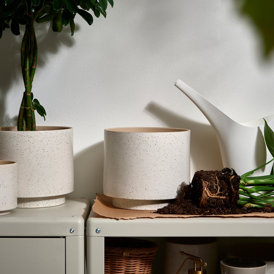 SANDKÖRSBÄR puķupods, lietošanai telpās vai ārā/smilškrāsā, 19 cm