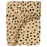 Prześcieradło z gumką, SANDLÖPARE, beżowe, w cętki, elastyczne brzegi, mieszanka bawełny.