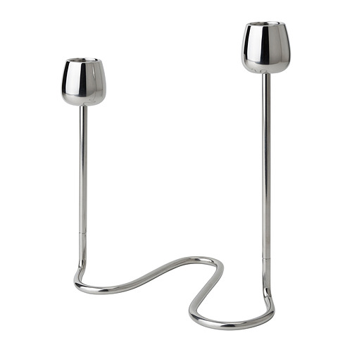 SILVERPÄRON - świecznik na 2 świece, 20 cm, srebrny