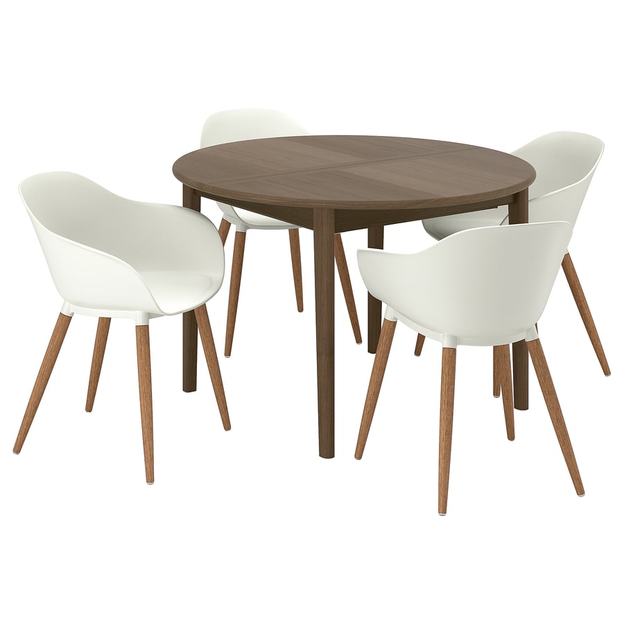 SKANSNÄS / GRÖNSTA galds un 4 krēsli, ar roku balstu brūns/balts, 115/170 cm
