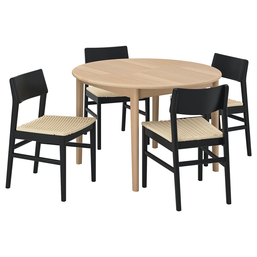 SKANSNÄS / SKANSNÄS galds un 4 krēsli, gaišs dižskābardis finieris/melnā krāsā dižskābardis, 115/170 cm