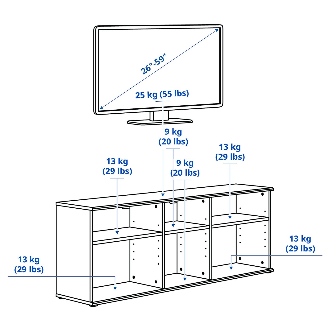 Тумба під телевізор IKEA SKRUVBY, білий, 156 × 38 × 60 см — фото 7
