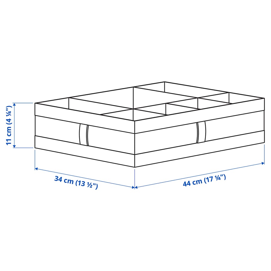 SKUBB Kaste ar nodalījumiem 44x34x11 cm, balta