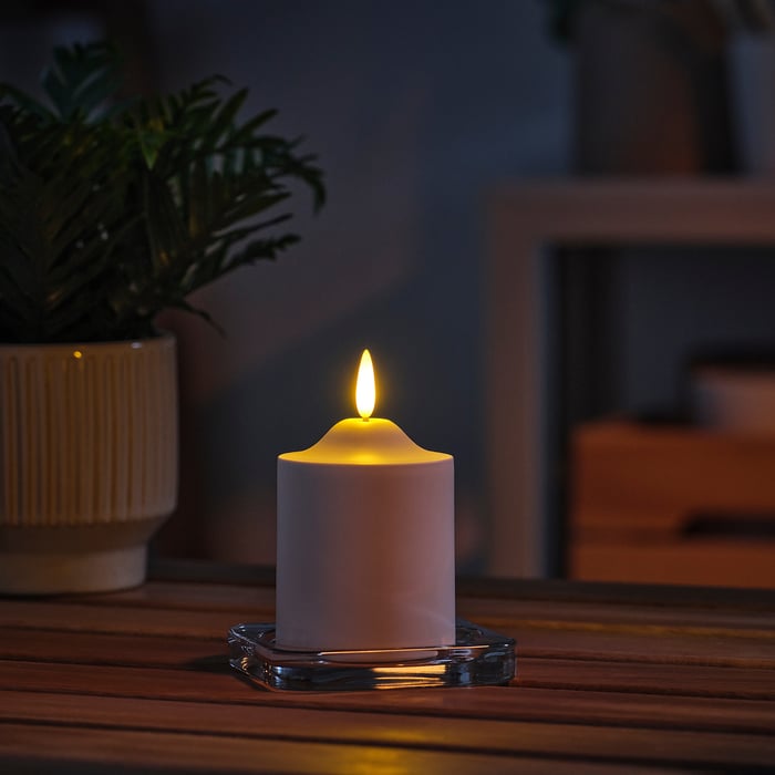 SMÅLOM Свічка-стовпчик LED, на батарейках білий 9 см, фото 4