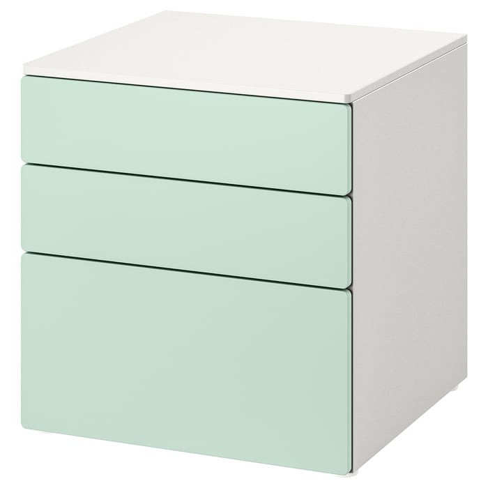 SMÅSTAD / PLATSA Комод, 3 шухляди, білий/світло-зелений, 60x57x63 см