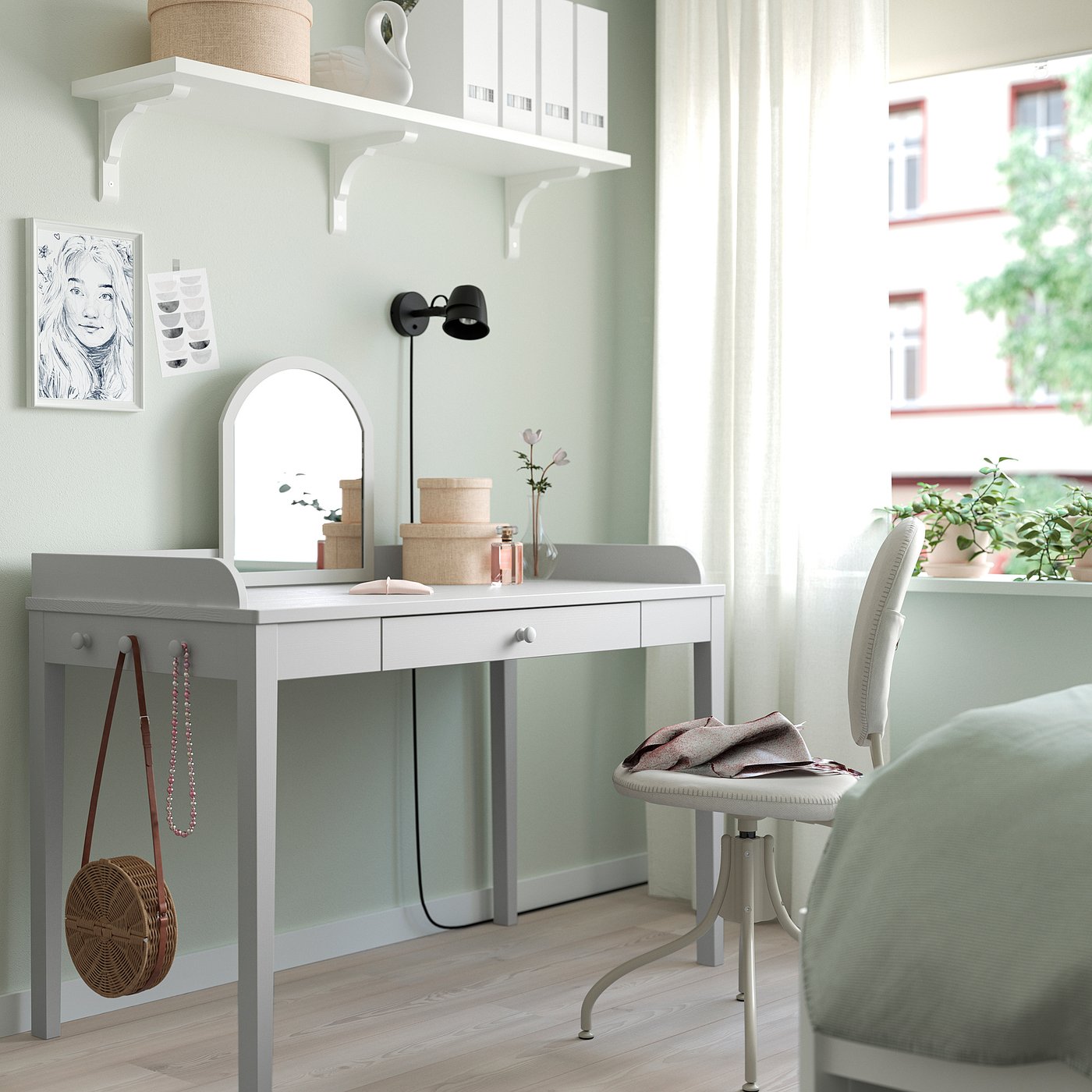 Письмовий стіл IKEA SMYGA, світло-сірий, 122 × 60 см — фото 2