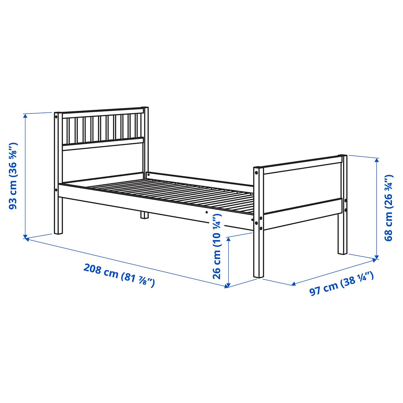 Каркас ліжка IKEA SMYGA, світло-сірий, 90 × 200 см — фото 2