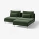 SÖDERHAMN Sofa 2-osobowa z szezlongiem, Johanneshov ciemnozielony