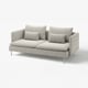 Sofa SÖDERHAMN, jasnoszará, niskoprofilowa, głębokie siedzenia, tkanina, czyste linie.