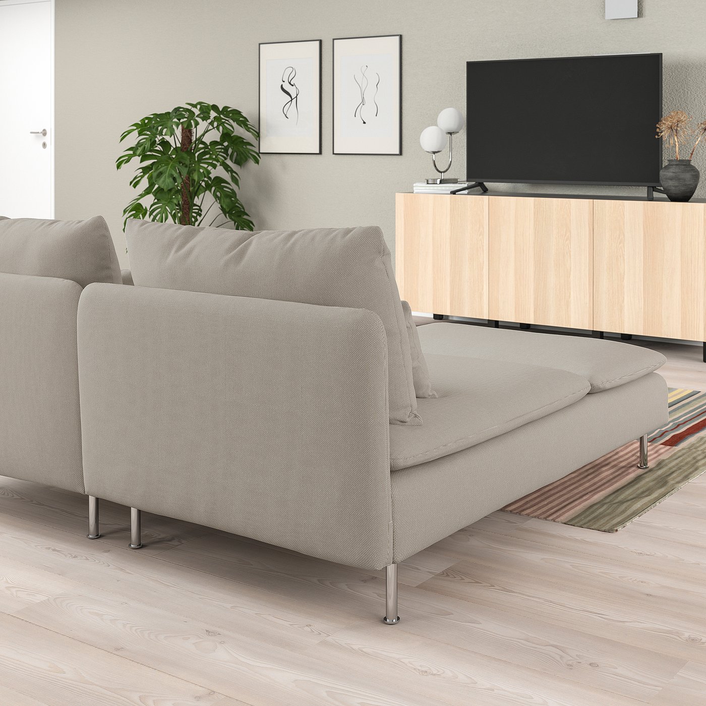 SÖDERHAMN ベージュ　ソファ SÖDERHAMN sofa 4-osobowa z szezlongiem, i otwarty koniec