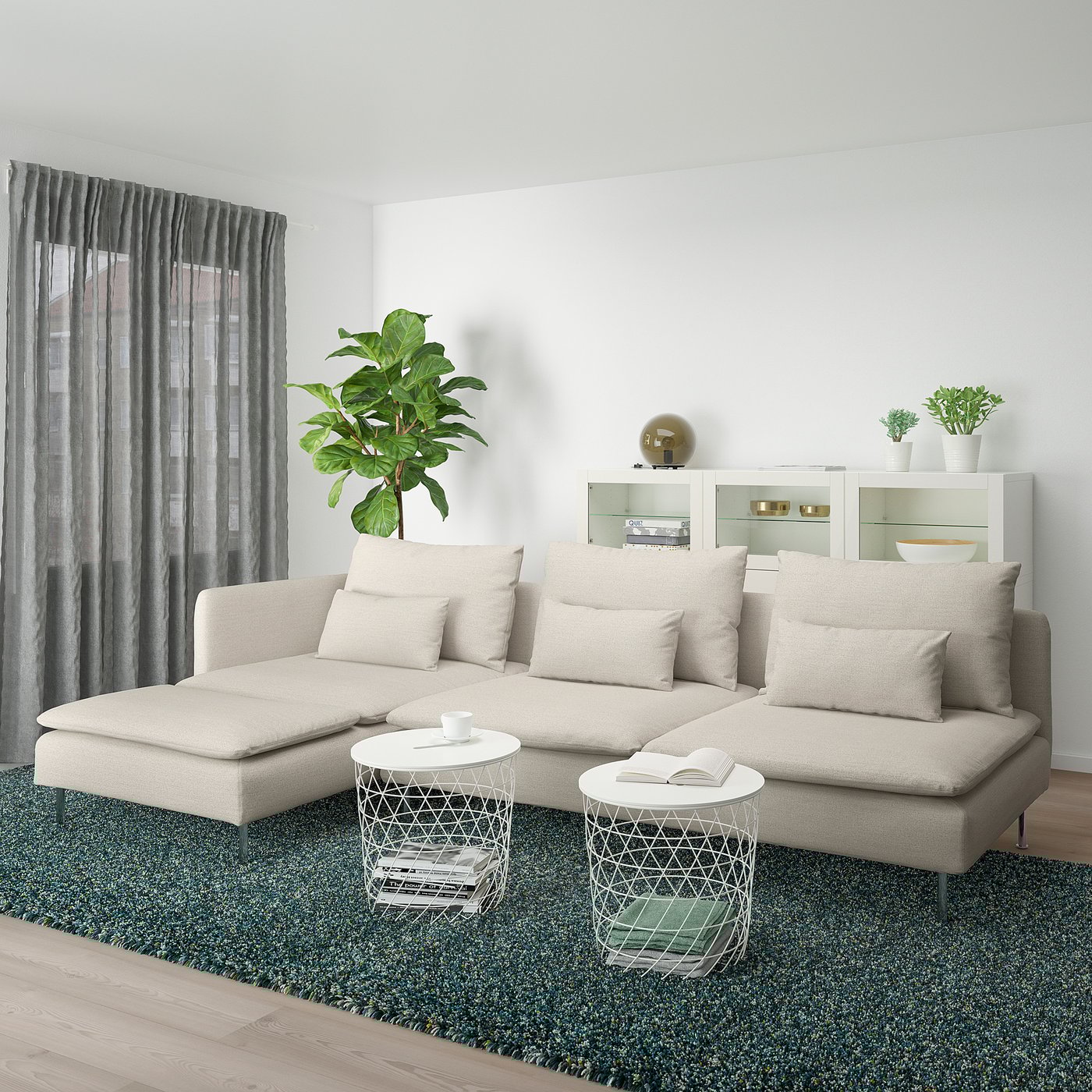@cloverねっと 　IKEA SÖDERHAMN SÖDERHAMN sofa 4-osobowa z szezlongiem, i otwarty koniec