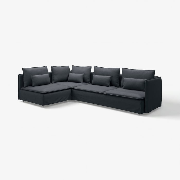 SÖDERHAMN 4-місний кутовий диван, з відкритим торцем/Knäbäck антрацит