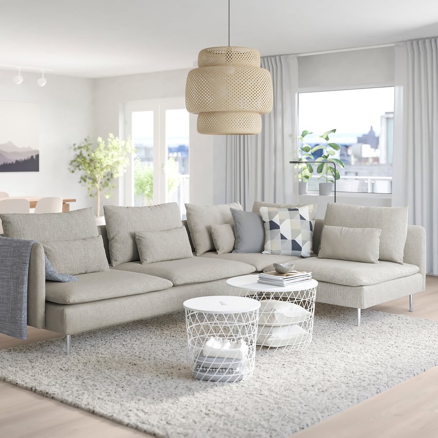 SÖDERHAMN nurgadiivan, 4-istmeline 99 cm avatud otsaga/Viarp beež/pruun