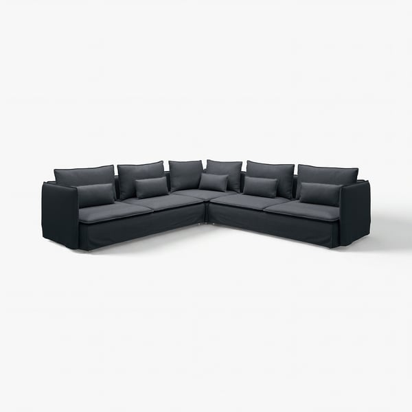 SÖDERHAMN ciemnoszara sofa w kształcie litery L, nowoczesny minimalistyczny design zapewniający przytulne siedzenia.