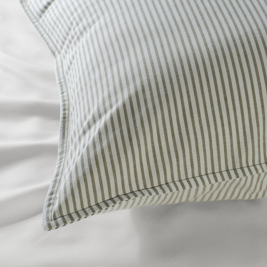 SOLFIBBLA padjapüür, valge roheline/triip, 50x60 cm