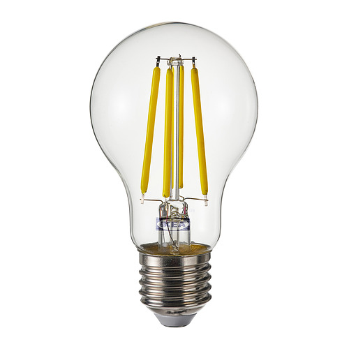 SOLHETTA - Żarówka LED E27 470 lumenów, kula przezroczysta